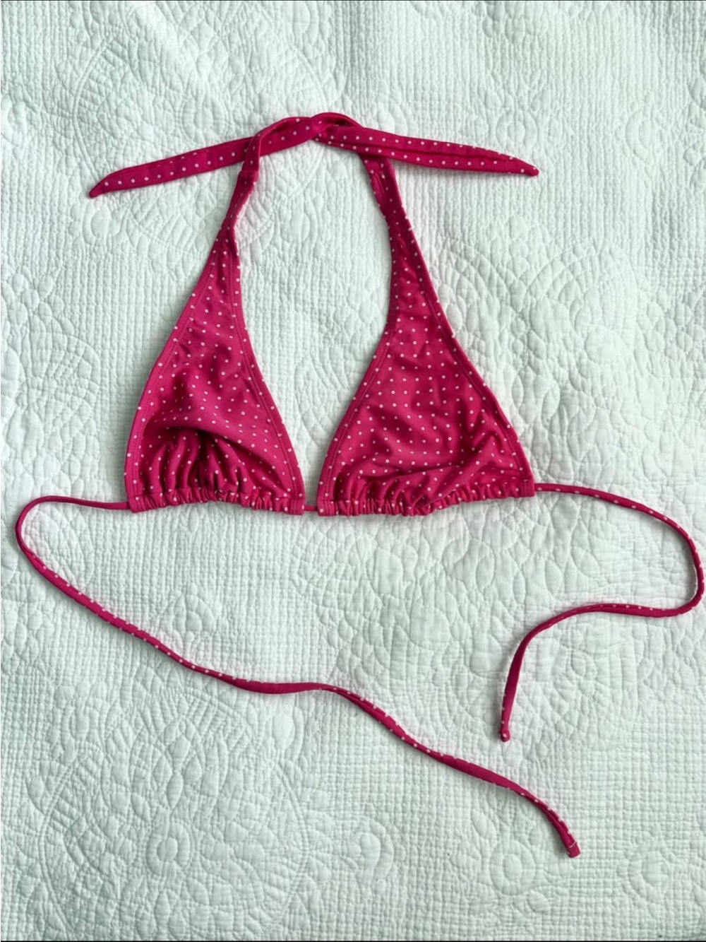 Vintage Y2K Pink Polka Dot Bikini Top
